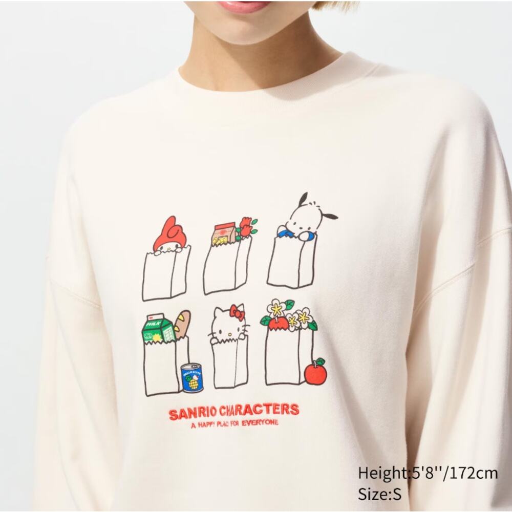 Uniqlo Sanrio Characters Supermarket Grocery Sweatshirt in Off White